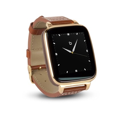 Bit Refurbished Smart Watch with Brown Calfskin Leather Strap (S1CG-RB)