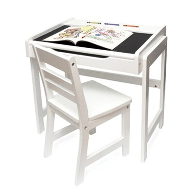 Lipper International® 654WH 24 3/4"W x 18"D Child's Desk and Chair Set with Chalkboard Top, White