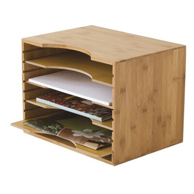 Lipper International® Bamboo 4 Dividers File Organizer, Brown, 9 1/2" x 12 3/4" x 9 1/4" (811)