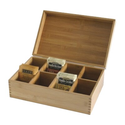 Lipper International® 8 Sections Tea Box, Bamboo, Tan (8188)