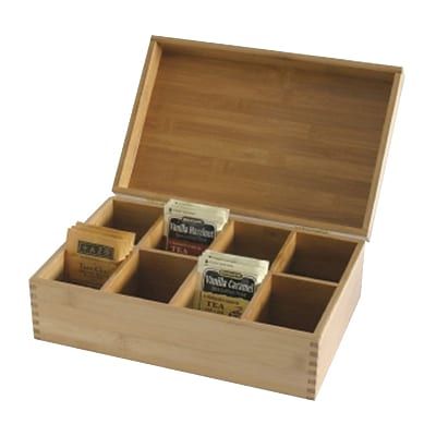 Lipper International 8 Sections Tea Box Bamboo Tan 8188