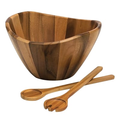 Lipper International® 12 x 12 x 7 Acacia Large Wave Bowl with Servers, Brown, (11742)