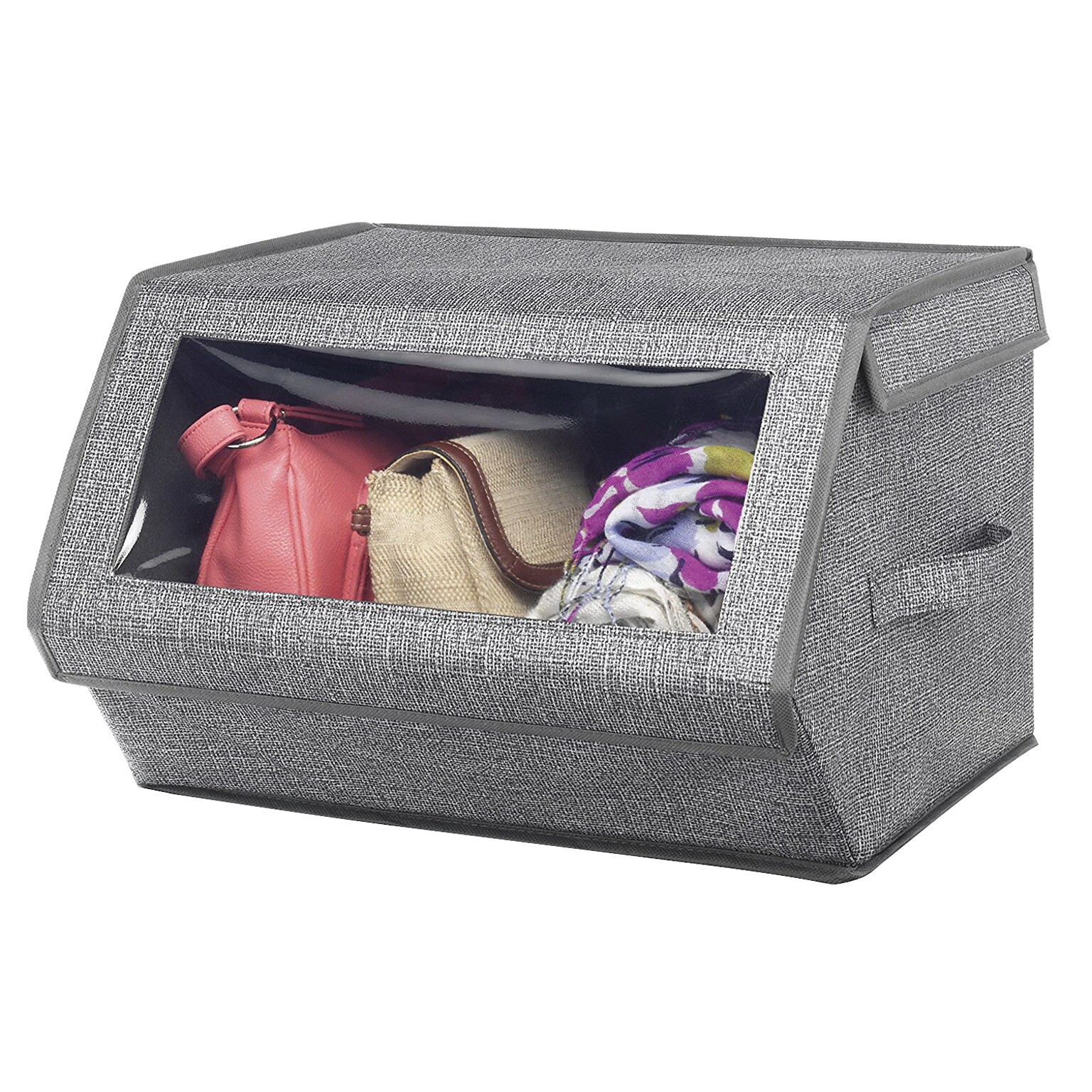 Whitmor Stackable Storage Case, Crosshatch Gray (6283-7045)
