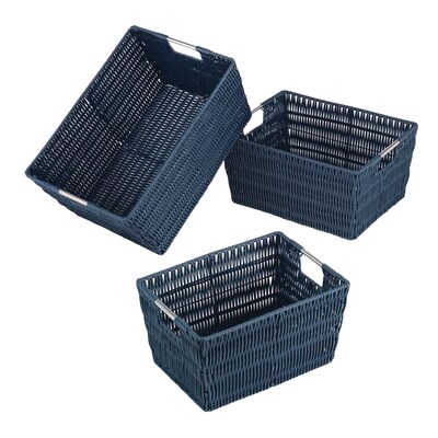 Whitmor Rattique Storage Basket, Navy, 3/Pack (65001959NAVY)
