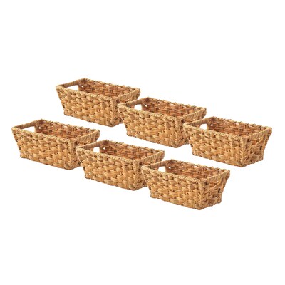 Whitmor Rattique 0.2 gal Organizer Tote Basket, Water Hyacinth, 6/Pack (608427126WH)