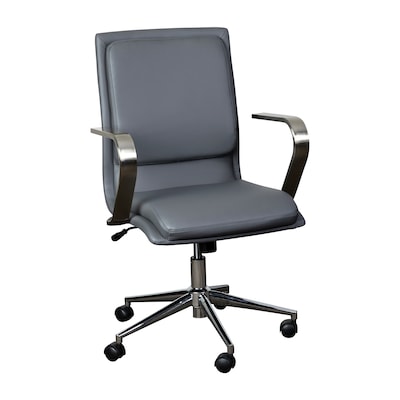 Flash Furniture James LeatherSoft Swivel Mid-Back Executive Office Chair, Gray/Chrome (GO21111BGYCHR
