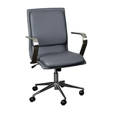 Flash Furniture James LeatherSoft Swivel Mid-Back Executive Office Chair, Gray/Chrome (GO21111BGYCHR