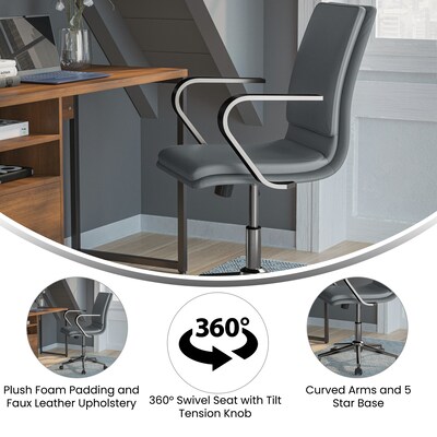 Flash Furniture James LeatherSoft Swivel Mid-Back Executive Office Chair, Gray/Chrome (GO21111BGYCHR)