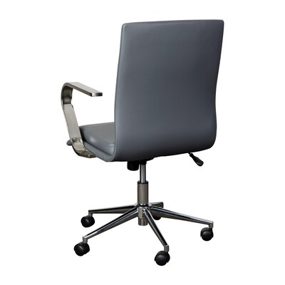 Flash Furniture James LeatherSoft Swivel Mid-Back Executive Office Chair, Gray/Chrome (GO21111BGYCHR)