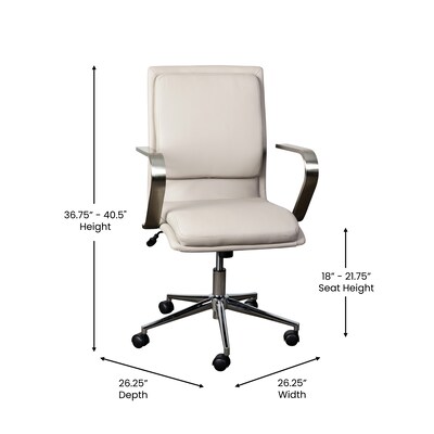 Flash Furniture James LeatherSoft Swivel Mid-Back Executive Office Chair, Taupe/Chrome (GO21111BTAUPCHR)