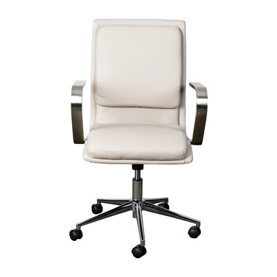 Flash Furniture James LeatherSoft Swivel Mid-Back Executive Office Chair, Taupe/Chrome (GO21111BTAUPCHR)