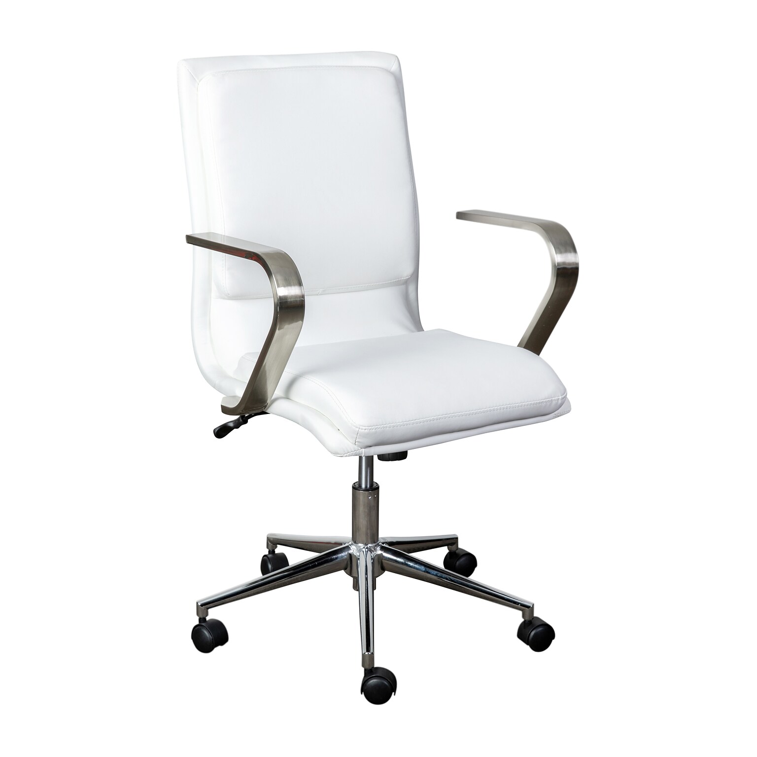 Flash Furniture James LeatherSoft Swivel Mid-Back Executive Office Chair, White/Chrome (GO21111BWHCHR)