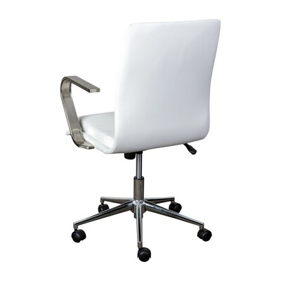 Flash Furniture James LeatherSoft Swivel Mid-Back Executive Office Chair, White/Chrome (GO21111BWHCHR)