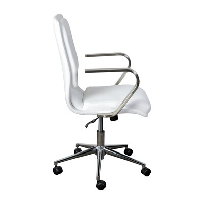 Flash Furniture James LeatherSoft Swivel Mid-Back Executive Office Chair, White/Chrome (GO21111BWHCHR)