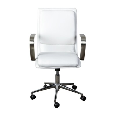 Flash Furniture James LeatherSoft Swivel Mid-Back Executive Office Chair, White/Chrome (GO21111BWHCHR)