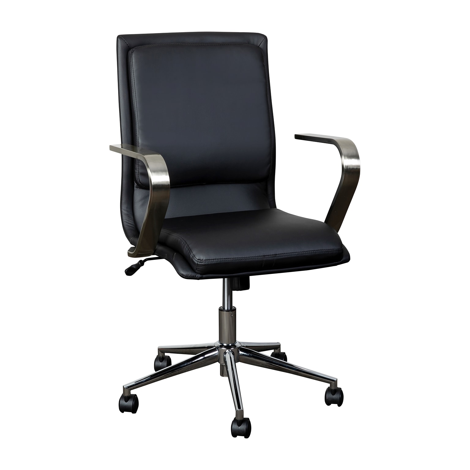 Flash Furniture James LeatherSoft Swivel Mid-Back Executive Office Chair, Black/Chrome (GO21111BBKCHR)