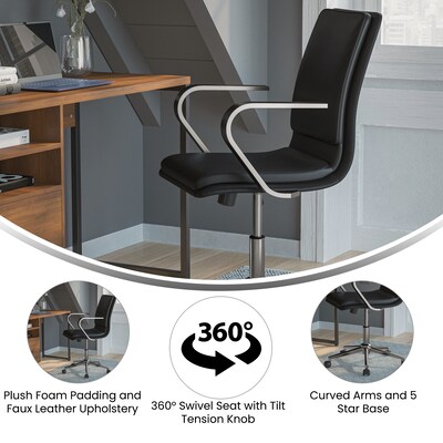 Flash Furniture James LeatherSoft Swivel Mid-Back Executive Office Chair, Black/Chrome (GO21111BBKCHR)