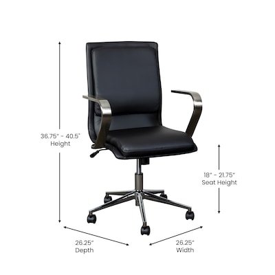 Flash Furniture James LeatherSoft Swivel Mid-Back Executive Office Chair, Black/Chrome (GO21111BBKCHR)