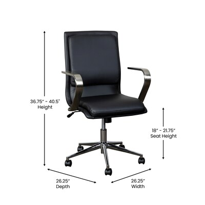 Flash Furniture James LeatherSoft Swivel Mid-Back Executive Office Chair, Black/Chrome (GO21111BBKCHR)