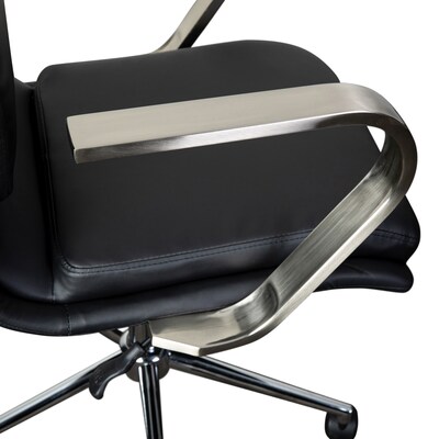 Flash Furniture James LeatherSoft Swivel Mid-Back Executive Office Chair, Black/Chrome (GO21111BBKCHR)