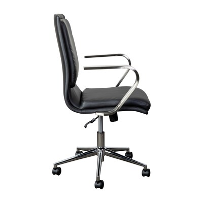 Flash Furniture James LeatherSoft Swivel Mid-Back Executive Office Chair, Black/Chrome (GO21111BBKCHR)