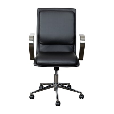 Flash Furniture James LeatherSoft Swivel Mid-Back Executive Office Chair, Black/Chrome (GO21111BBKCHR)