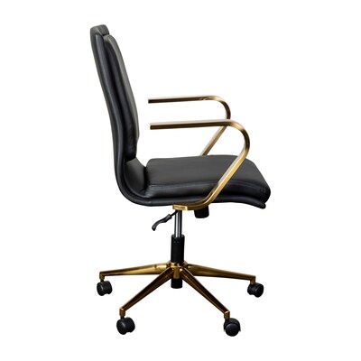 Flash Furniture James LeatherSoft Swivel Mid-Back Executive Office Chair, Black/Gold (GO21111BBKGLD)