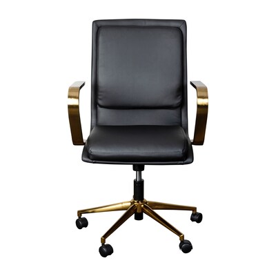 Flash Furniture James LeatherSoft Swivel Mid-Back Executive Office Chair, Black/Gold (GO21111BBKGLD)