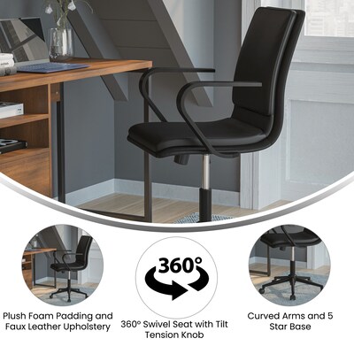 Flash Furniture James LeatherSoft Swivel Mid-Back Executive Office Chair, Black/Black (GO21111BBKBK)