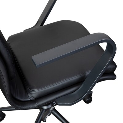Flash Furniture James LeatherSoft Swivel Mid-Back Executive Office Chair, Black/Black (GO21111BBKBK)