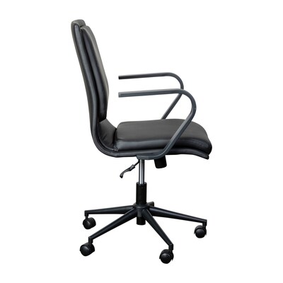 Flash Furniture James LeatherSoft Swivel Mid-Back Executive Office Chair, Black/Black (GO21111BBKBK)
