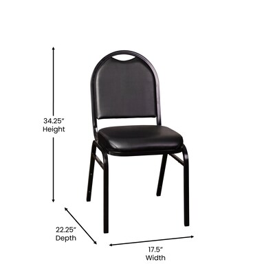 Flash Furniture HERCULES Series Vinyl/Metal Banquet Dome Back Stacking Chairs, Black/Black, 4 Pack (4NGZG10006BKBK)