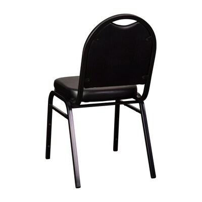 Flash Furniture HERCULES Series Vinyl/Metal Banquet Dome Back Stacking Chairs, Black/Black, 4 Pack (4NGZG10006BKBK)