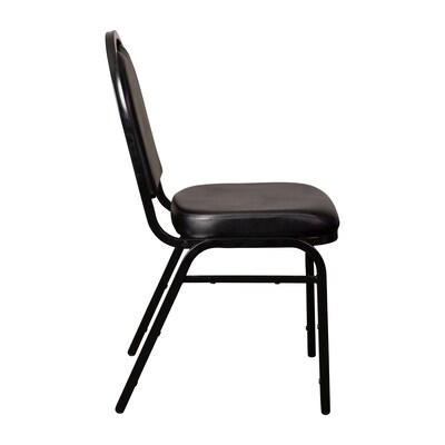 Flash Furniture HERCULES Series Vinyl/Metal Banquet Dome Back Stacking Chairs, Black/Black, 4 Pack (4NGZG10006BKBK)