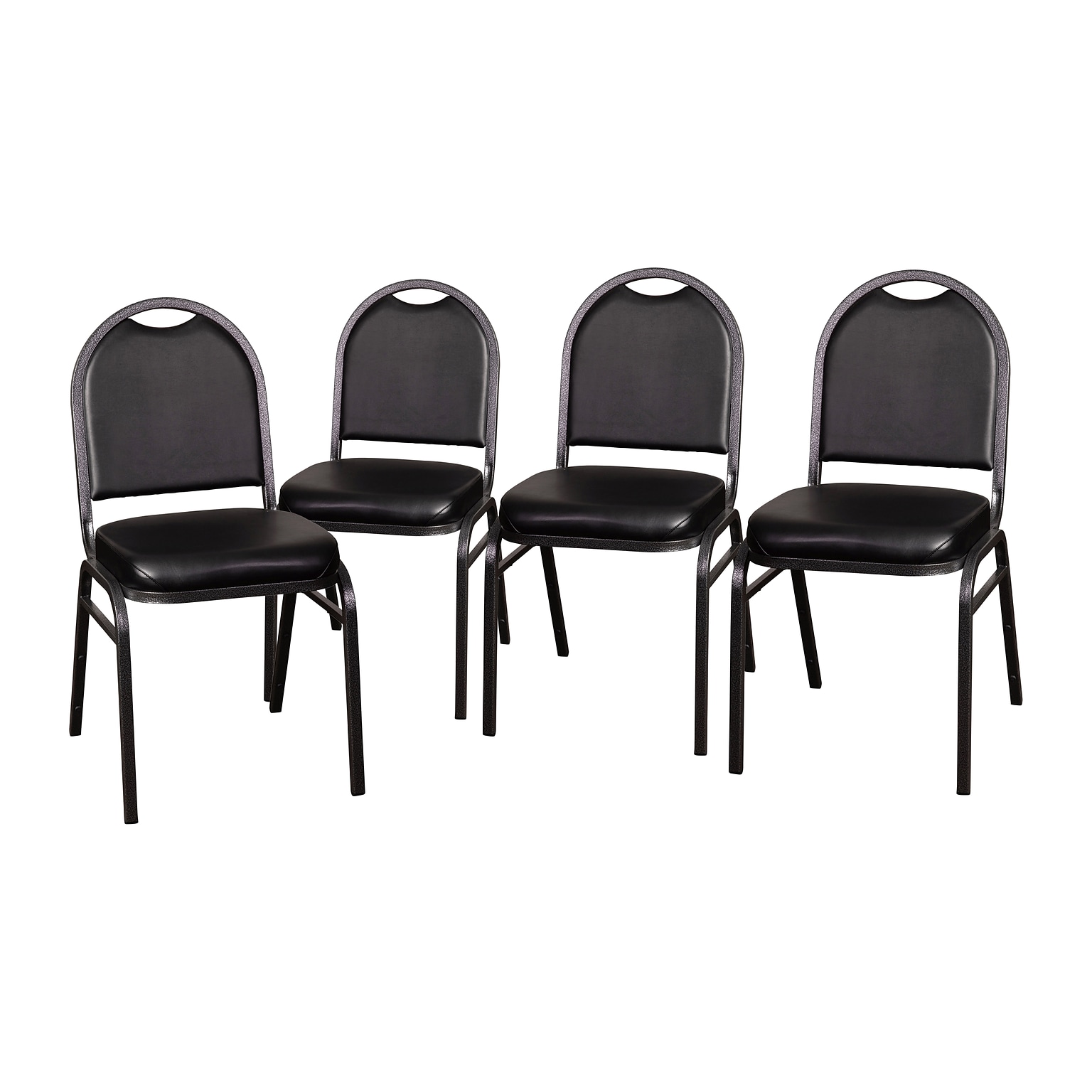 Flash Furniture HERCULES Series Vinyl/Metal Banquet Dome Back Stacking Chairs, Black/Silver Vein, 4 Pack (4NGZG10006BKSLV)