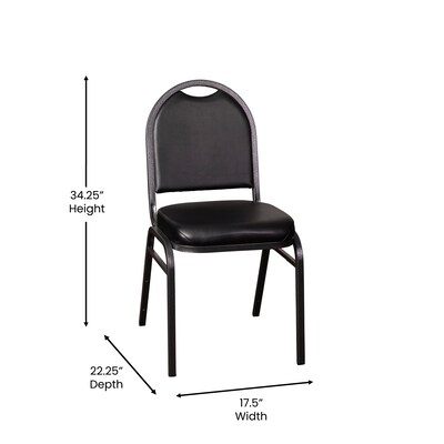 Flash Furniture HERCULES Series Vinyl/Metal Banquet Dome Back Stacking Chairs, Black/Silver Vein, 4 Pack (4NGZG10006BKSLV)