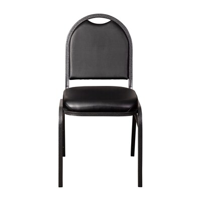 Flash Furniture HERCULES Series Vinyl/Metal Banquet Dome Back Stacking Chairs, Black/Silver Vein, 4 Pack (4NGZG10006BKSLV)