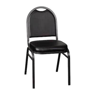 Flash Furniture HERCULES Series Vinyl/Metal Banquet Dome Back Stacking Chairs, Black/Silver Vein (NG