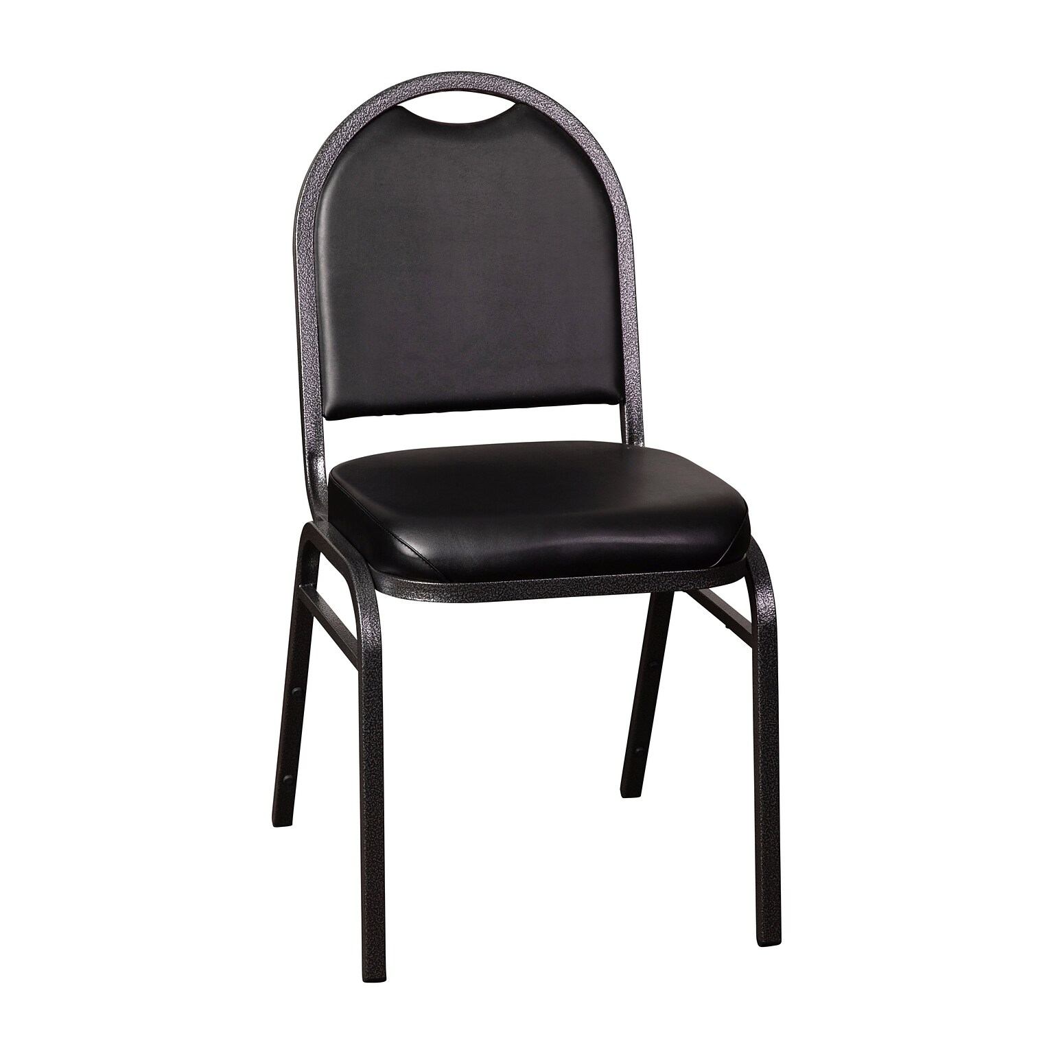 Flash Furniture HERCULES Series Vinyl/Metal Banquet Dome Back Stacking Chairs, Black/Silver Vein (NGZG10006BKSLV)