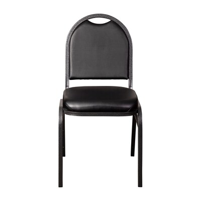 Flash Furniture HERCULES Series Vinyl/Metal Banquet Dome Back Stacking Chairs, Black/Silver Vein (NGZG10006BKSLV)