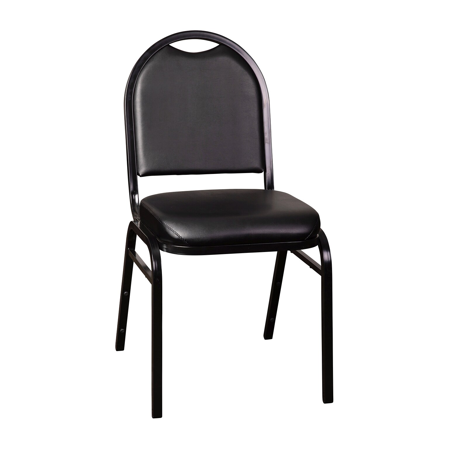 Flash Furniture HERCULES Series Vinyl/Metal Banquet Dome Back Stacking Chairs, Black/Black (NGZG10006BKBK)