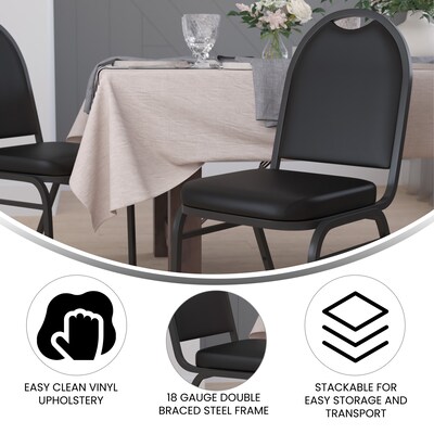 Flash Furniture HERCULES Series Vinyl/Metal Banquet Dome Back Stacking Chairs, Black/Black (NGZG10006BKBK)