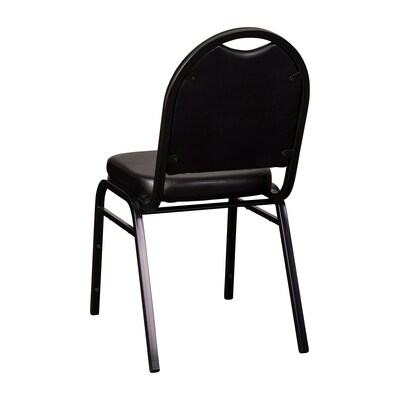 Flash Furniture HERCULES Series Vinyl/Metal Banquet Dome Back Stacking Chairs, Black/Black (NGZG10006BKBK)