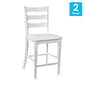 Flash Furniture Liesel Rustic Solid Wood Ladder Back Counter Height Stool, Antique White Wash, 2 Pieces (ESSTBN524WH2)