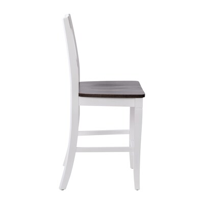 Flash Furniture Gwendolyn Rustic Solid Wood Designer Back Counter Height Stool, Antique White Wash, 2 Pieces (ESSTBN124WH2)