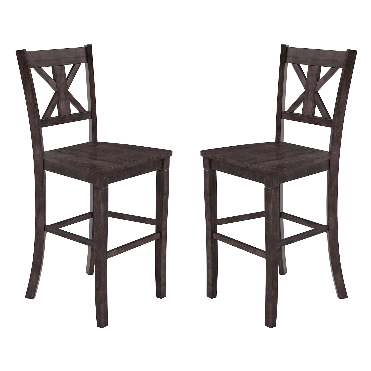 Flash Furniture Gwendolyn Rustic Solid Wood Designer Back Bar Height Stool, Gray Wash Walnut, 2 Pieces (ESSTBN129GY2)