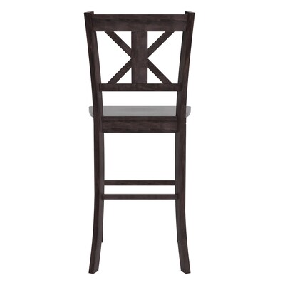 Flash Furniture Gwendolyn Rustic Solid Wood Designer Back Bar Height Stool, Gray Wash Walnut, 2 Pieces (ESSTBN129GY2)