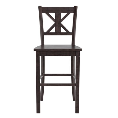 Flash Furniture Gwendolyn Rustic Solid Wood Designer Back Bar Height Stool, Gray Wash Walnut, 2 Pieces (ESSTBN129GY2)