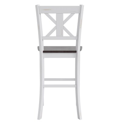 Flash Furniture Gwendolyn Rustic Solid Wood Designer Back Bar Height Stool, Antique White Wash, 2 Pieces (ESSTBN129WH2)