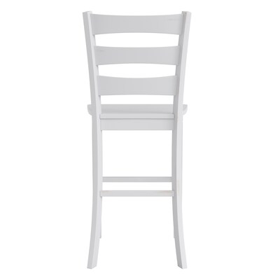 Flash Furniture Liesel Rustic Solid Wood Ladder Back Bar Height Stool, Antique White Wash, 2 Pieces (ESSTBN529WH2)